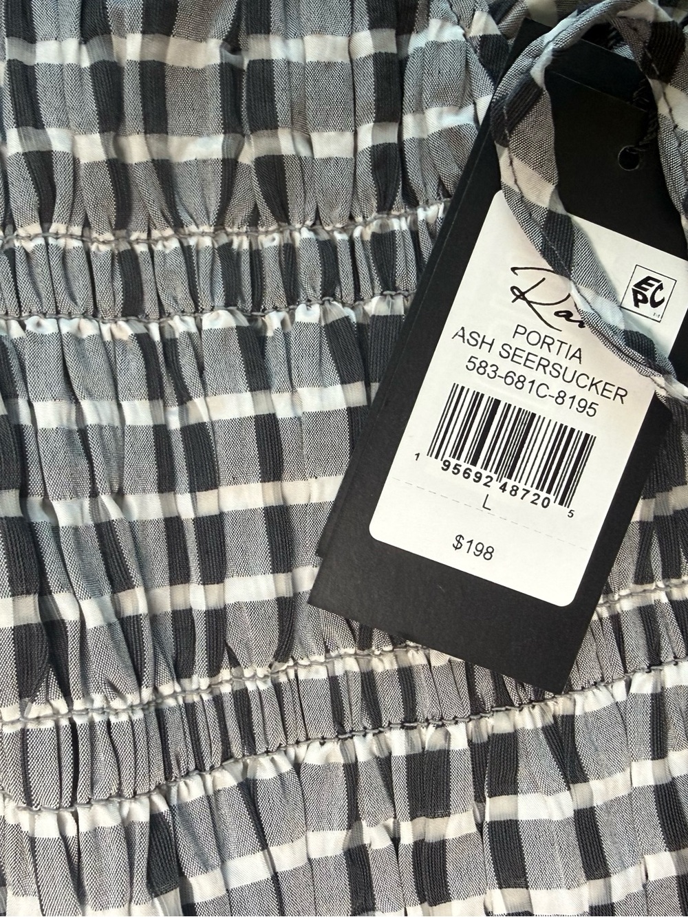 RAILS Portia Top Ash Sheersucker Smocked Ruffle Women Large NEW 2015 - Picture 3 of 4